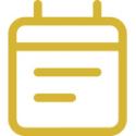 A gold outline of a calendar icon